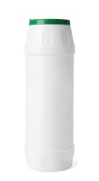 Photo of Bottle of cleaning powder isolated on white