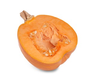 Photo of Half of fresh ripe pumpkin isolated on white