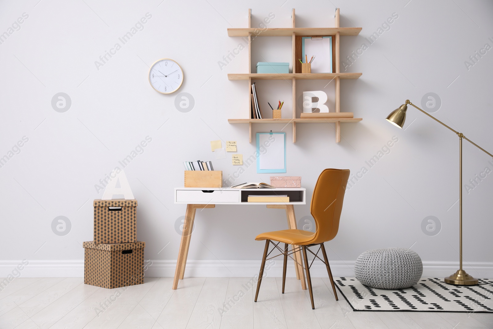 Photo of Stylish room interior with modern comfortable workplace