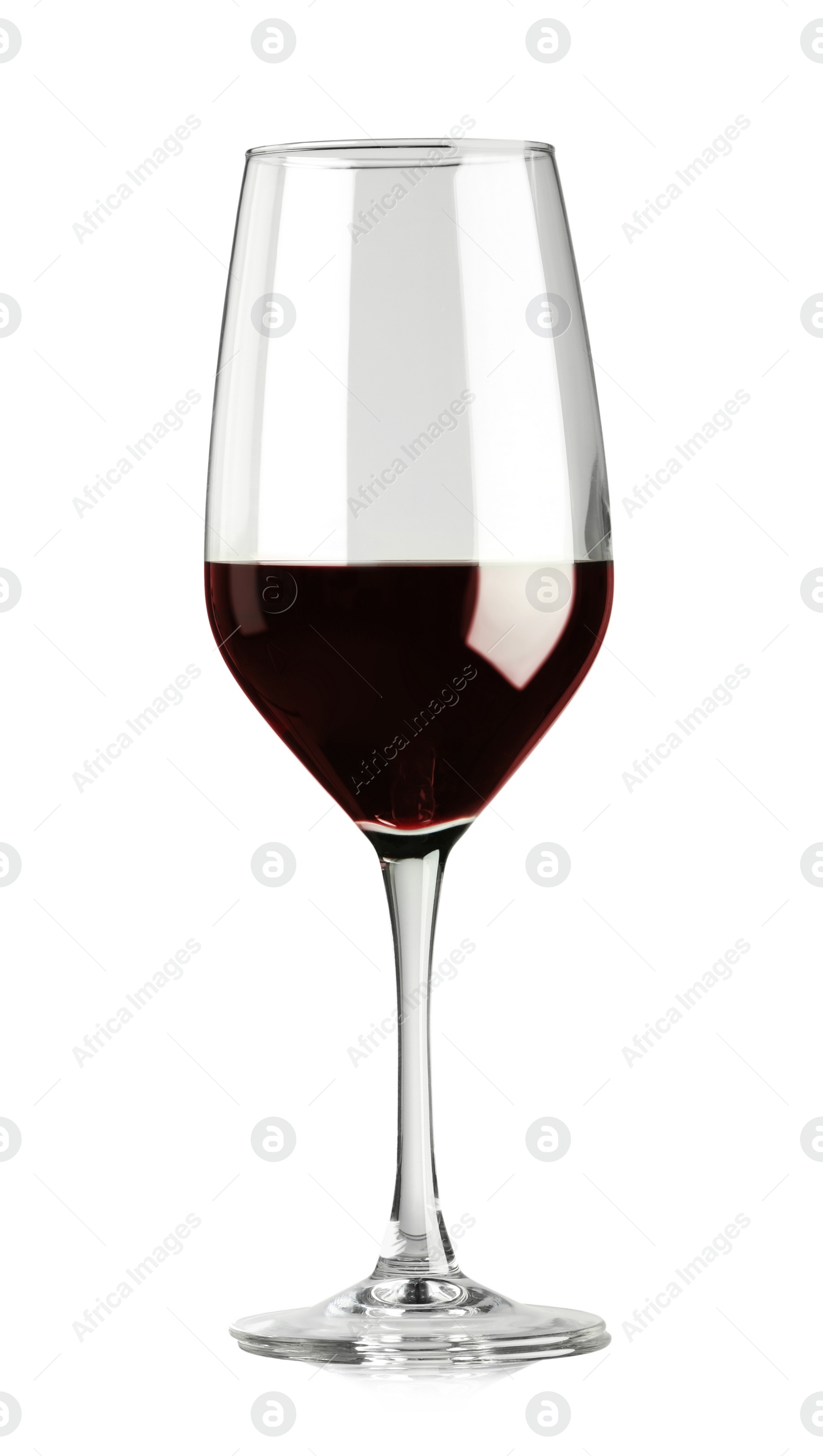 Photo of Red wine in glass isolated on white