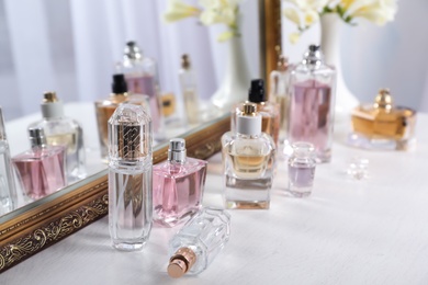 Perfume bottles on dressing table