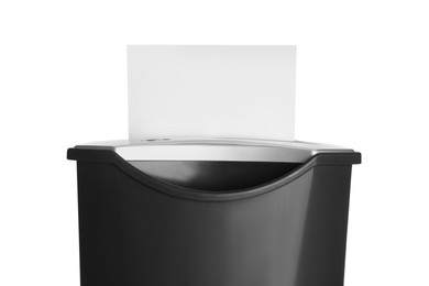 Photo of Shredder with sheet of paper isolated on white