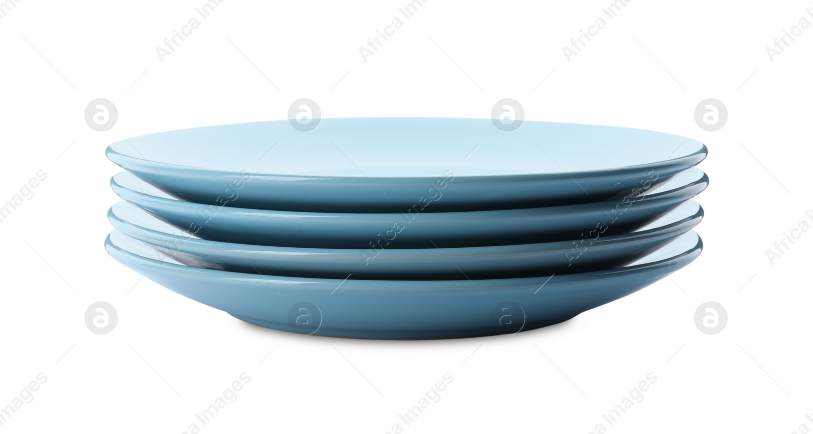 Photo of Clean empty ceramic plates on white background