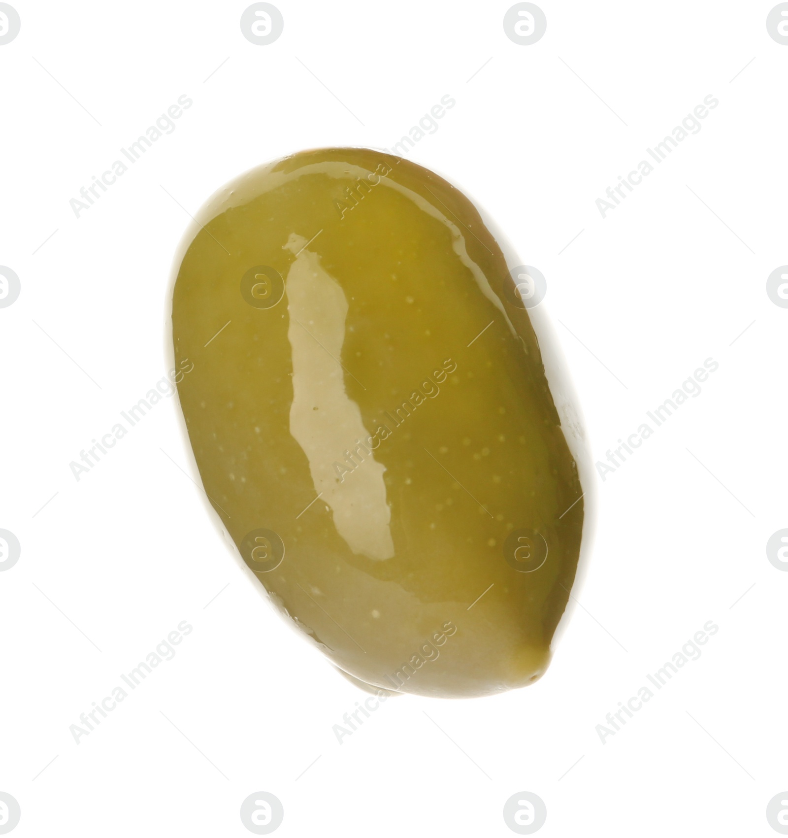 Photo of Delicious fresh green olive on white background