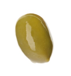 Photo of Delicious fresh green olive on white background