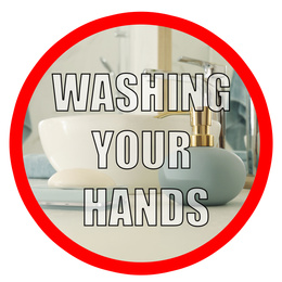 Toiletries and sink in bathroom. Washing hands as important measure during coronavirus outbreak