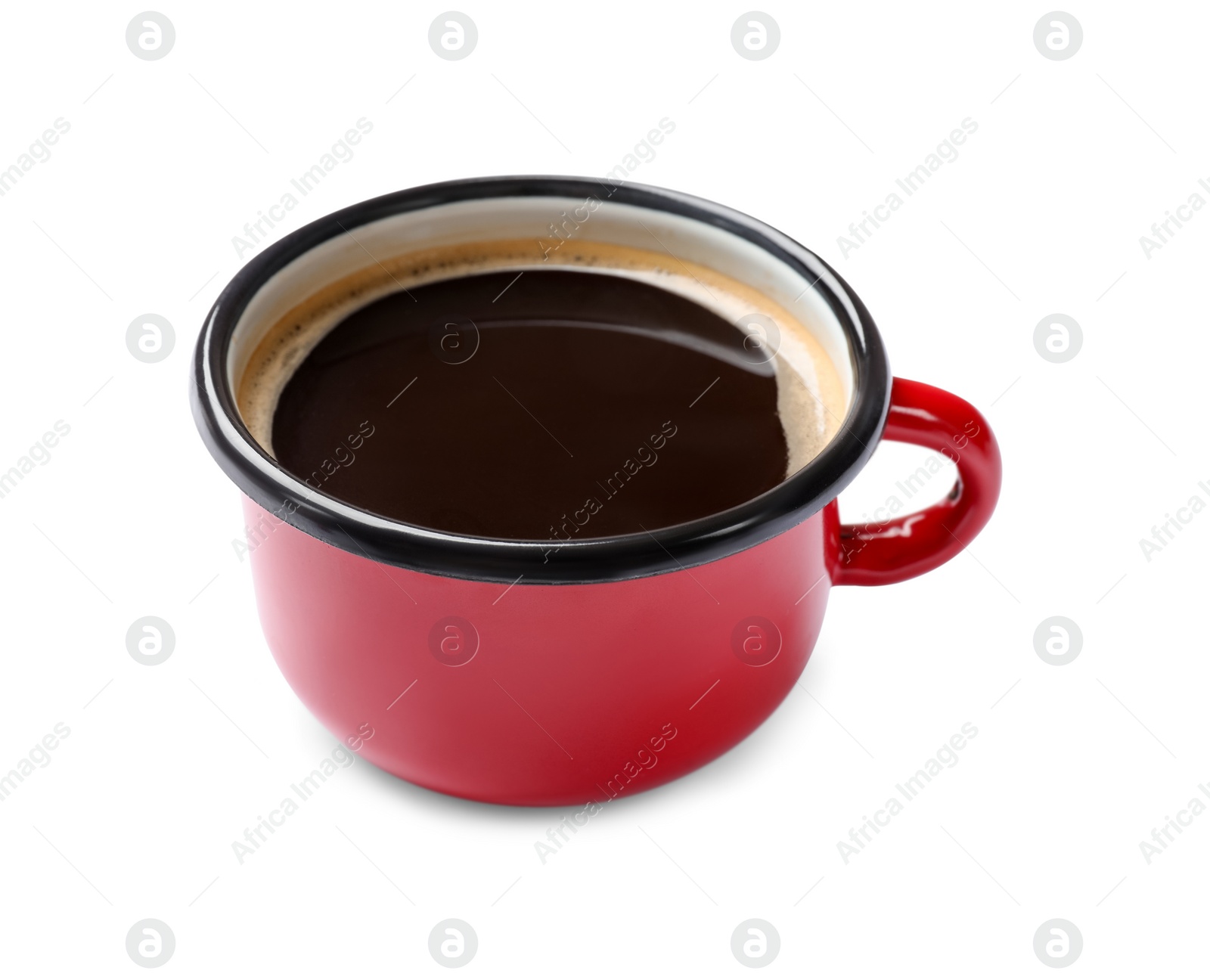 Photo of Aromatic coffee in cup isolated on white