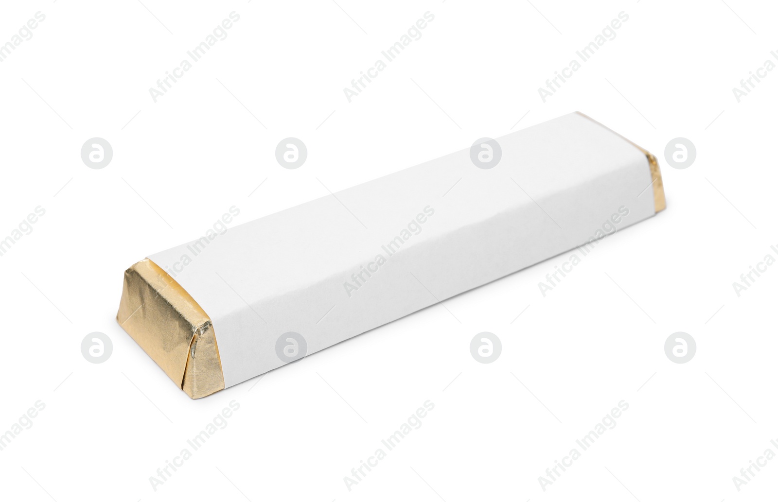 Photo of Tasty chocolate bar in package on white background