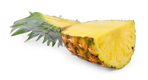 Delicious cut ripe pineapple isolated on white