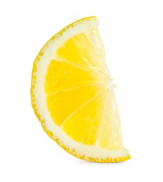 Slice of fresh lemon isolated on white