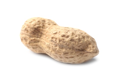 Photo of Raw peanuts in pod on white background