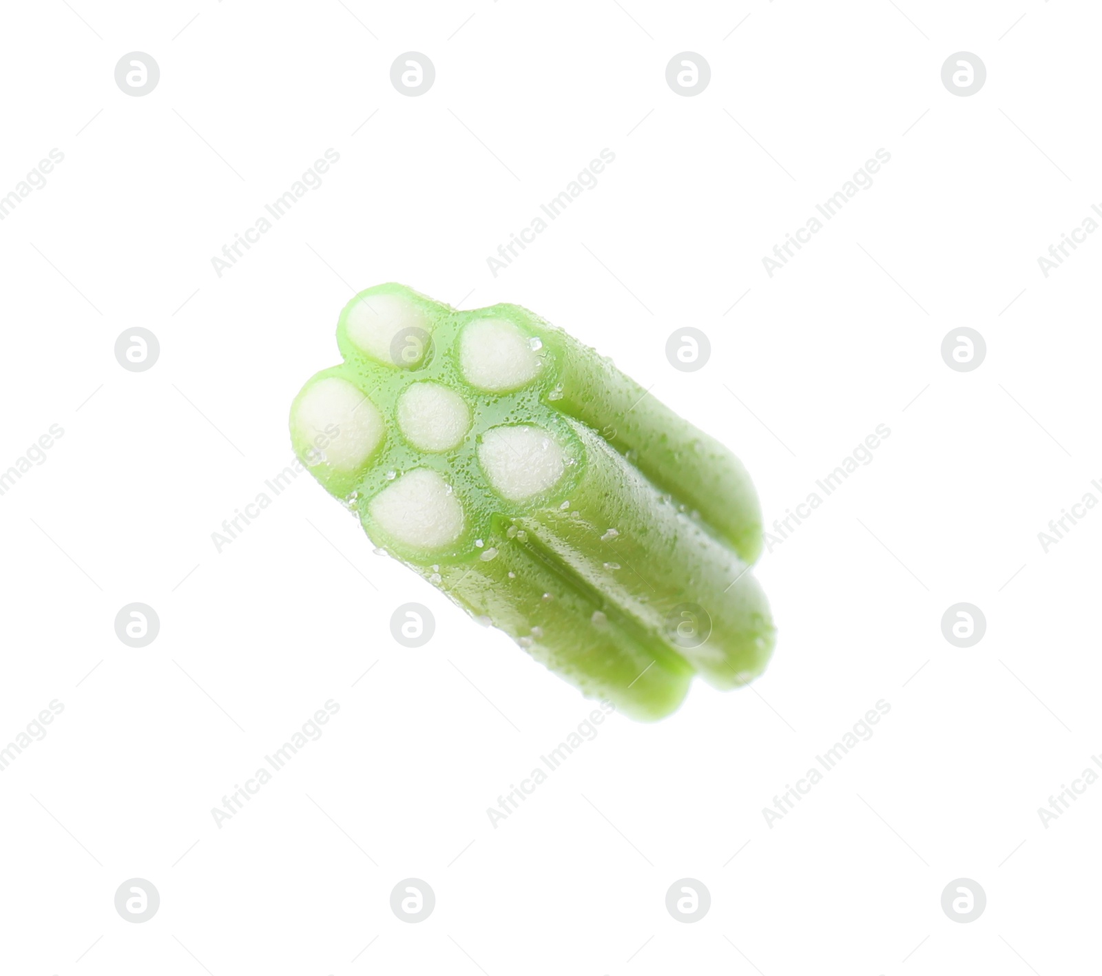 Photo of Green sweet jelly candy on white background