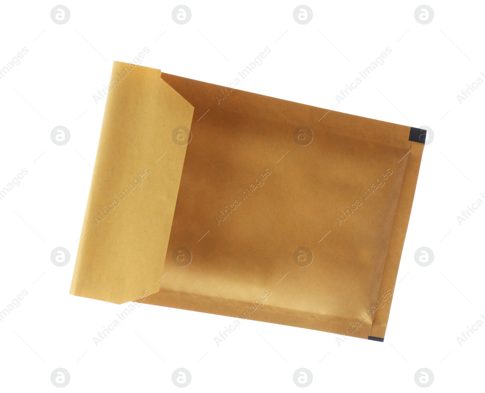 Photo of Kraft paper envelope isolated on white. Mail service