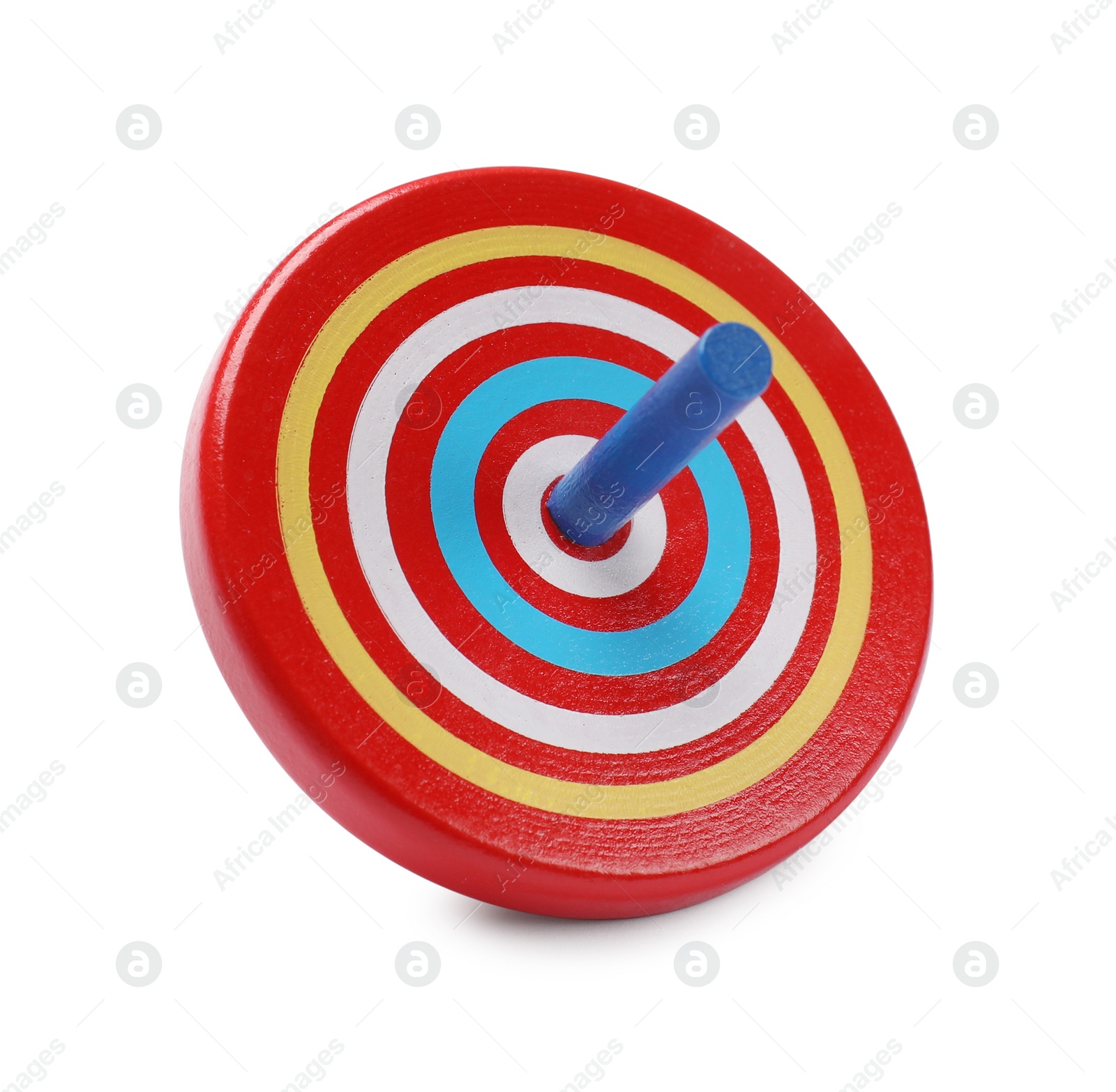 Photo of One bright spinning top isolated on white