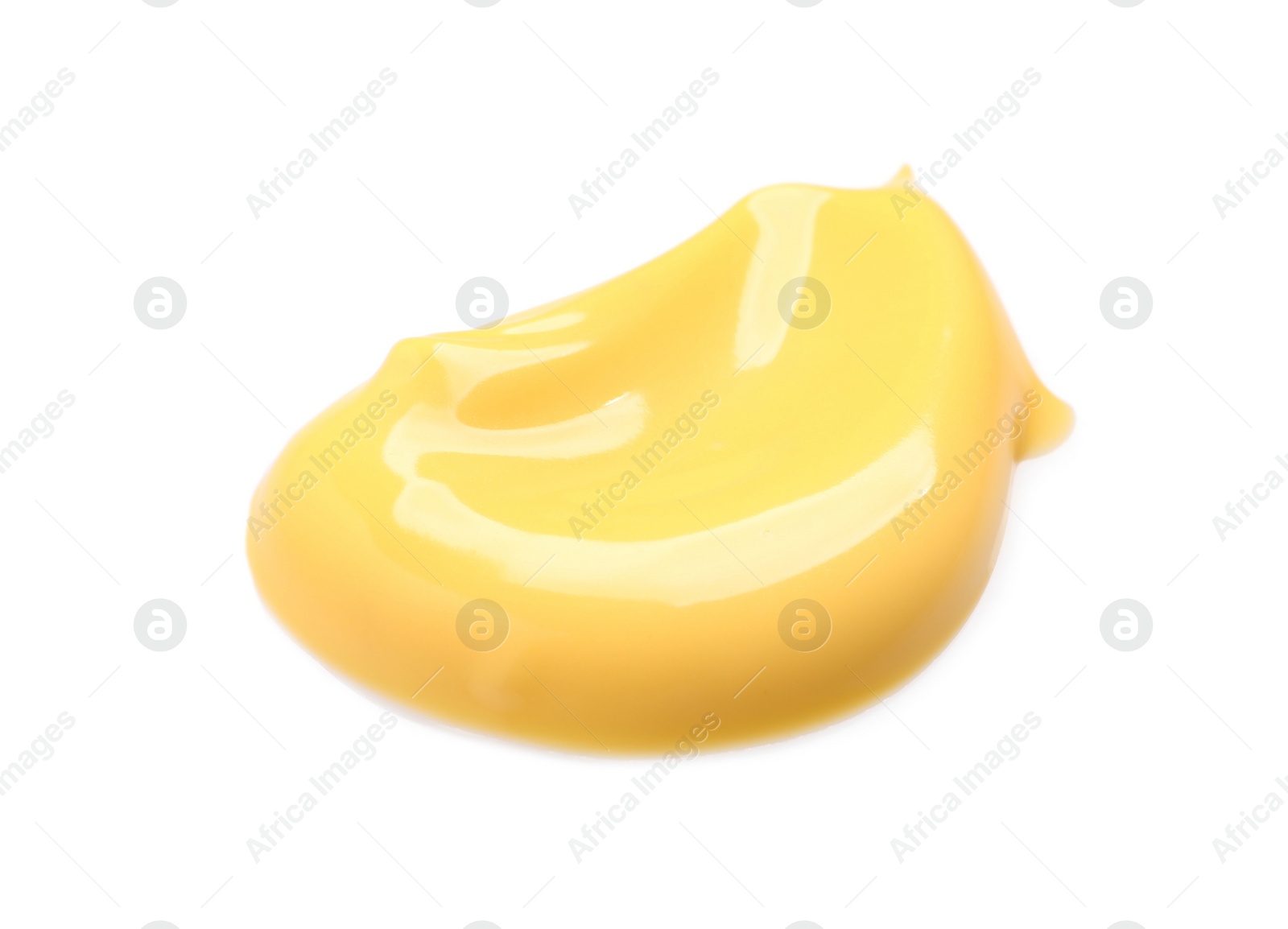 Photo of Smear of delicious melted cheese isolated on white