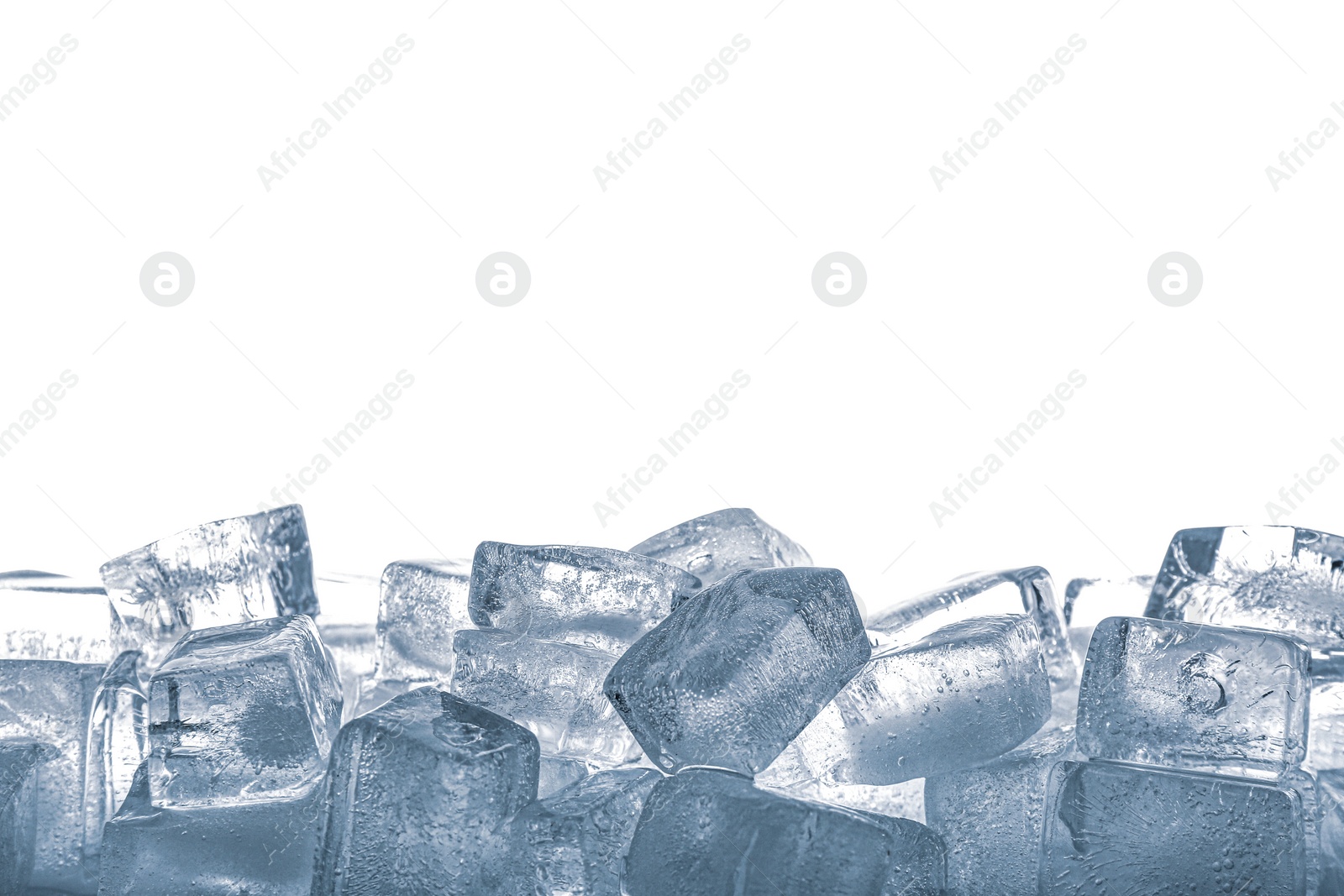 Photo of Crystal clear ice cubes isolated on white