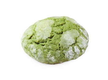 Photo of One tasty matcha cookie isolated on white