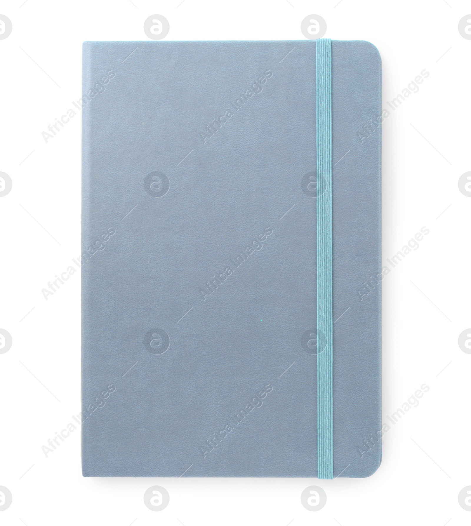 Image of Light blue notebook isolated on white, top view