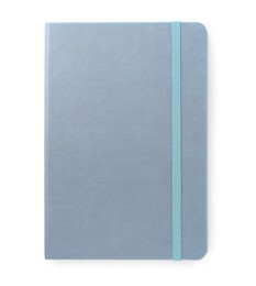 Light blue notebook isolated on white, top view