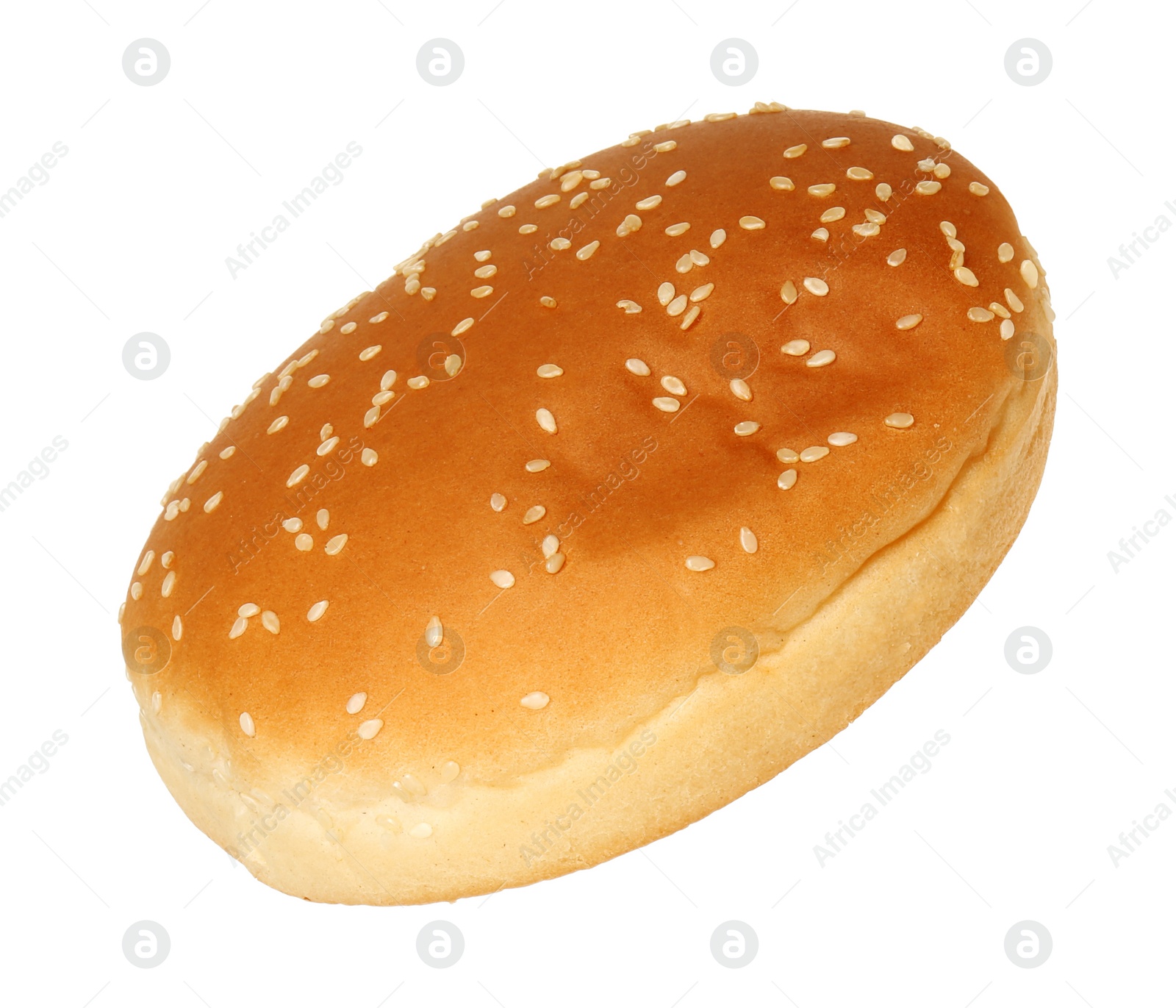 Photo of One fresh hamburger bun isolated on white