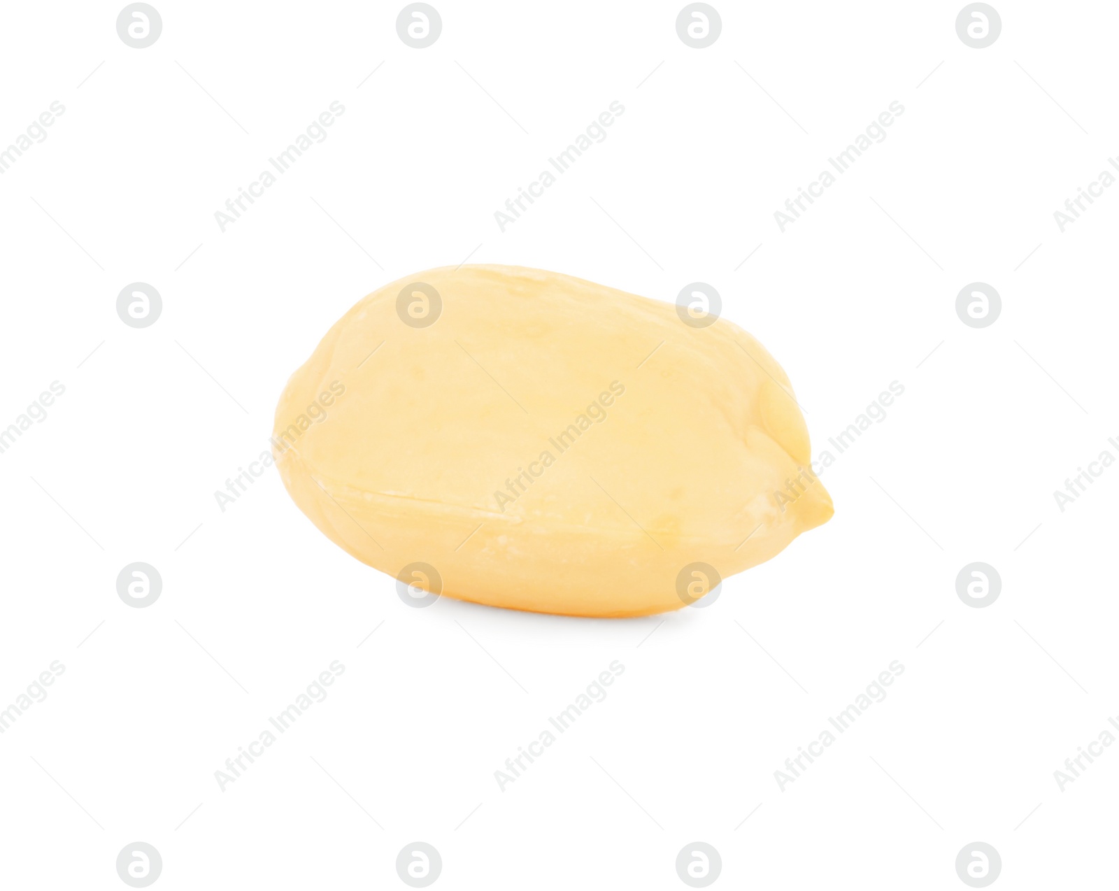 Photo of One fresh peeled peanut isolated on white