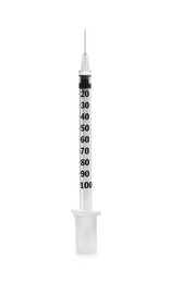 Disposable syringe with needle isolated on white