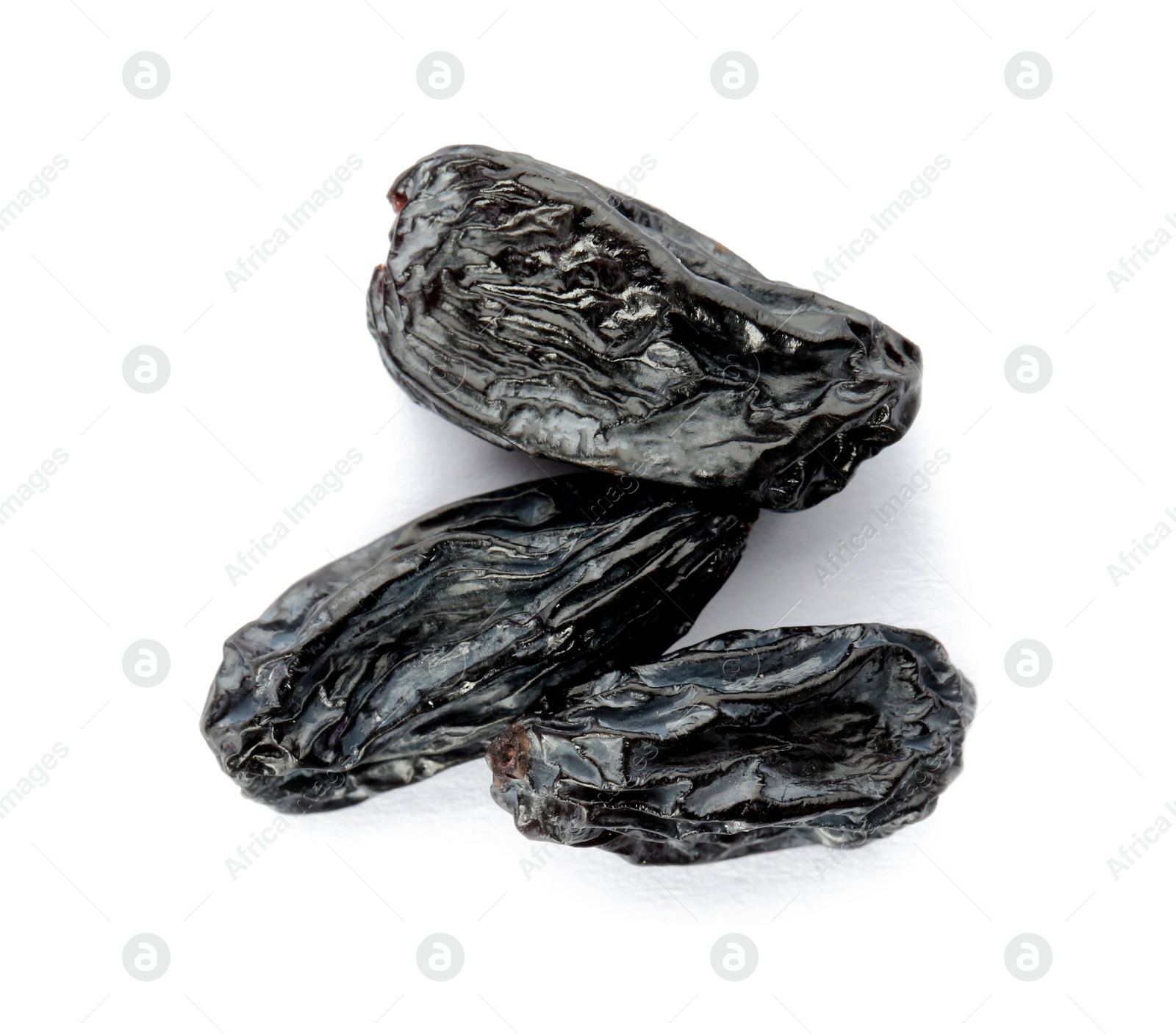 Photo of Tasty raisins on white background, top view. Healthy dried fruit