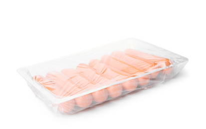 Tasty sausages on white background. Meat product