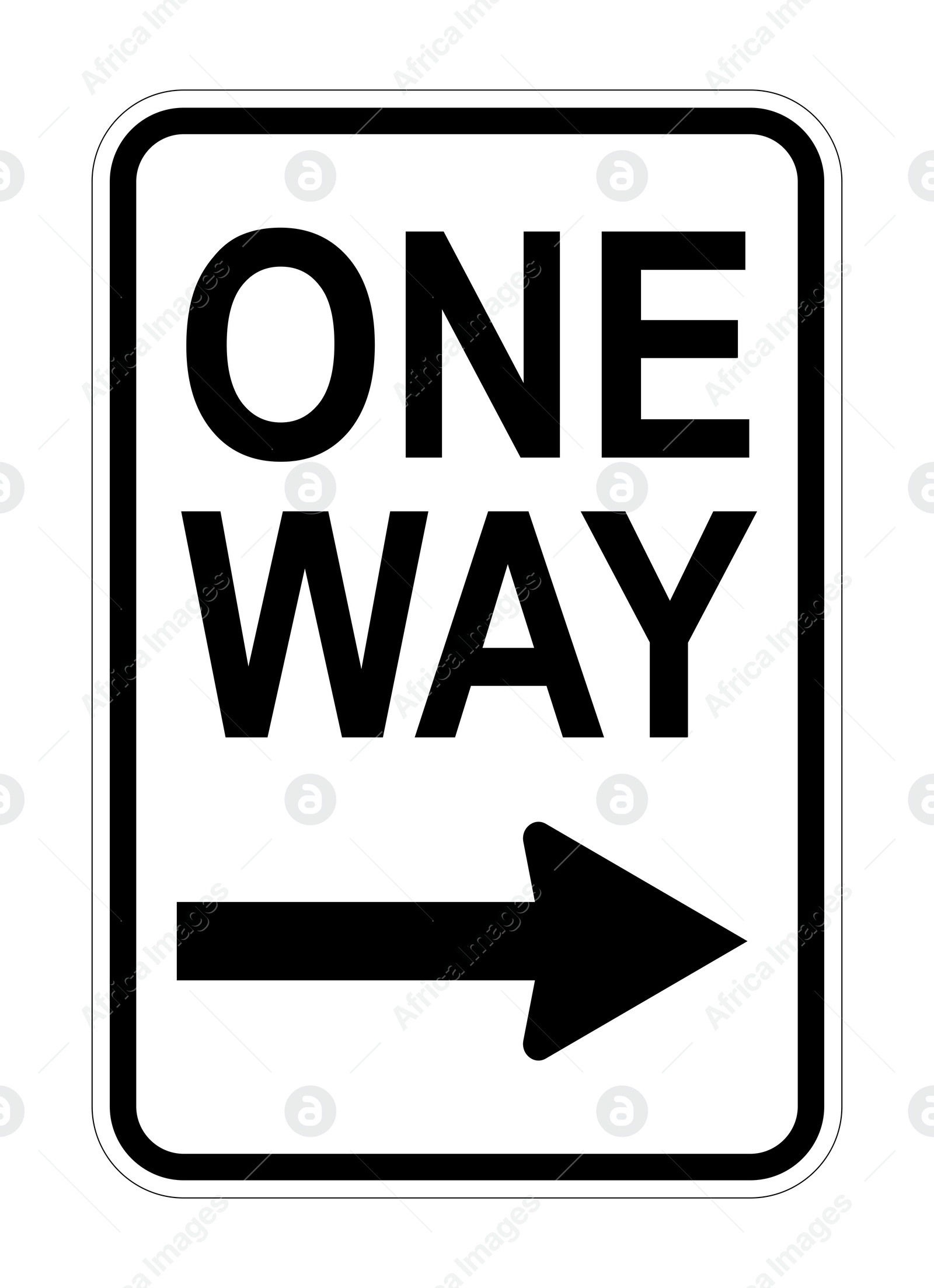 Illustration of Traffic sign ONE WAY and arrow on white background, illustration