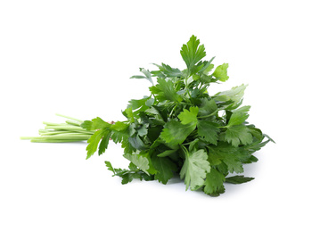 Photo of Bunch of fresh green parsley isolated on white