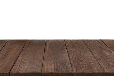 Empty brown wooden surface isolated on white