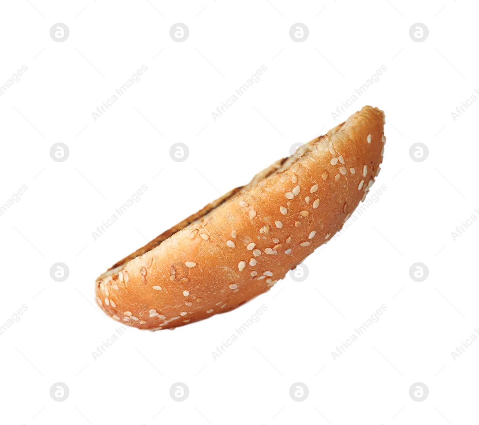 Photo of Half of grilled burger bun isolated on white