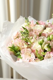 Beautiful bouquet of fresh flowers, closeup view