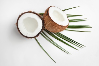 Photo of Coconuts with fresh water on white background