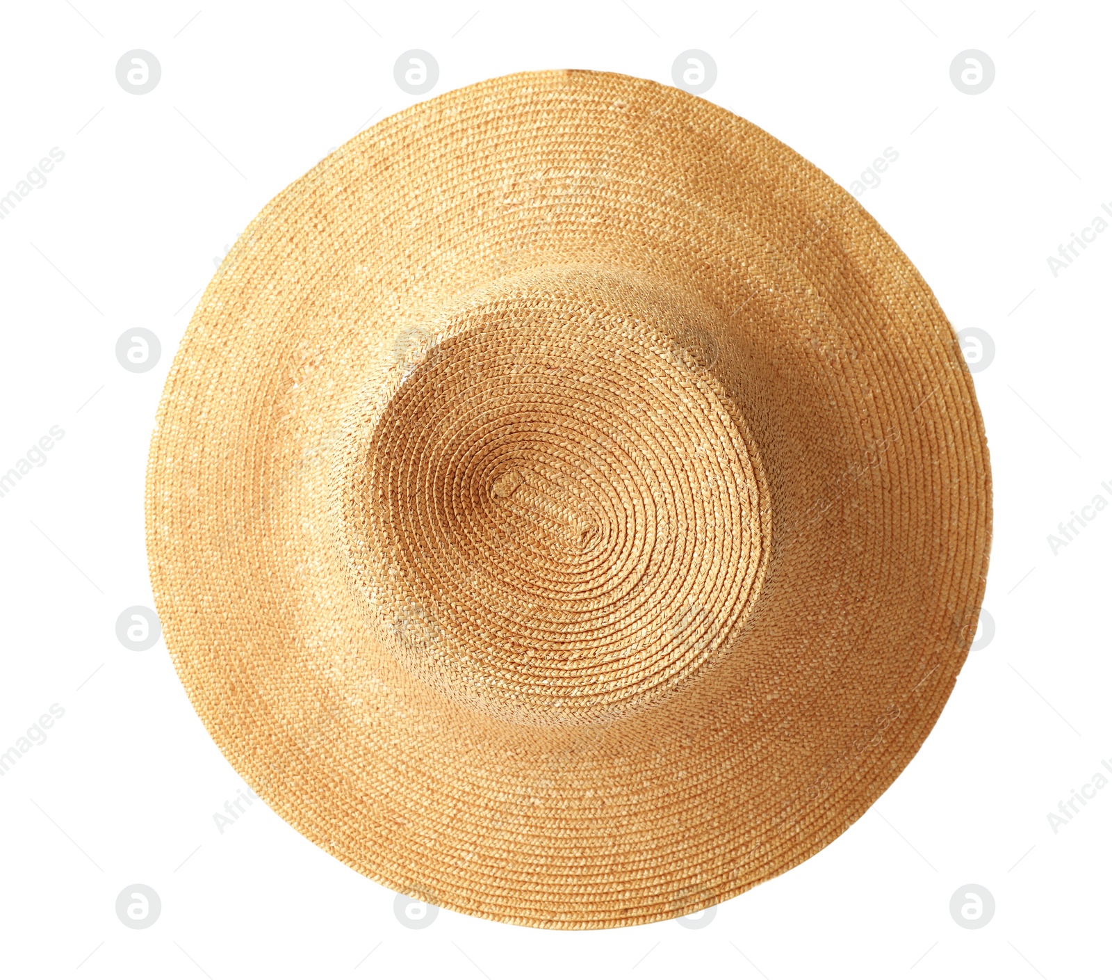 Photo of Stylish summer hat on white background. Beach accessory