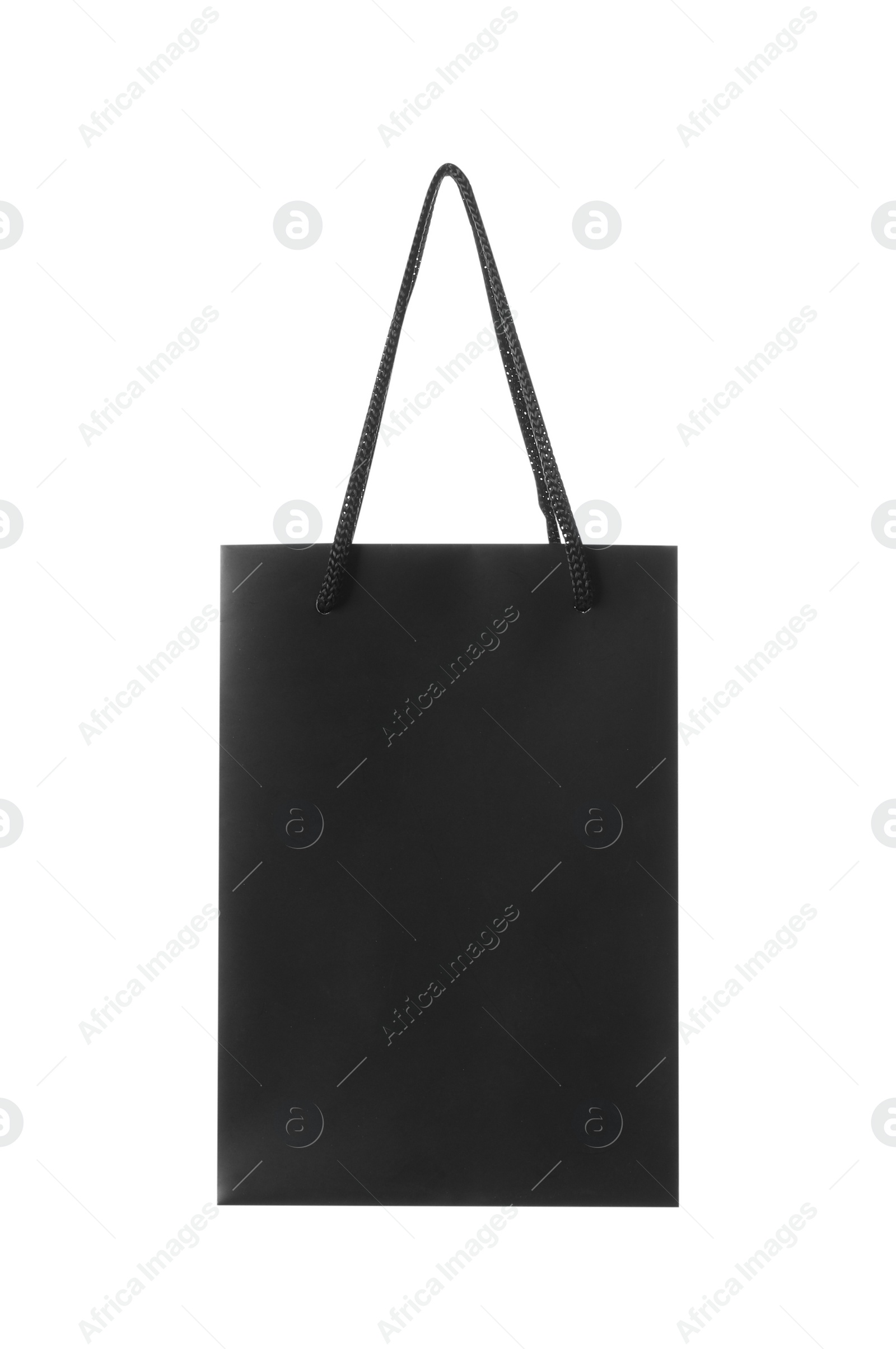 Photo of One black paper bag isolated on white