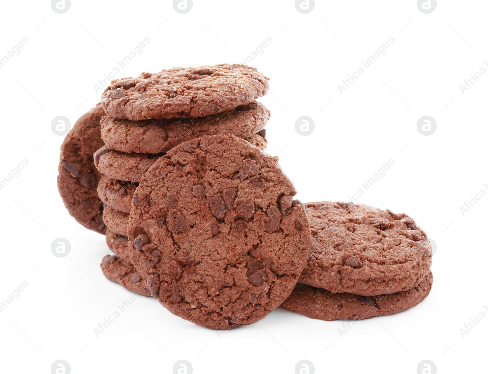 Photo of Delicious chocolate chip cookies isolated on white