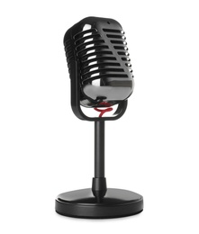 Photo of Retro old style microphone on white background