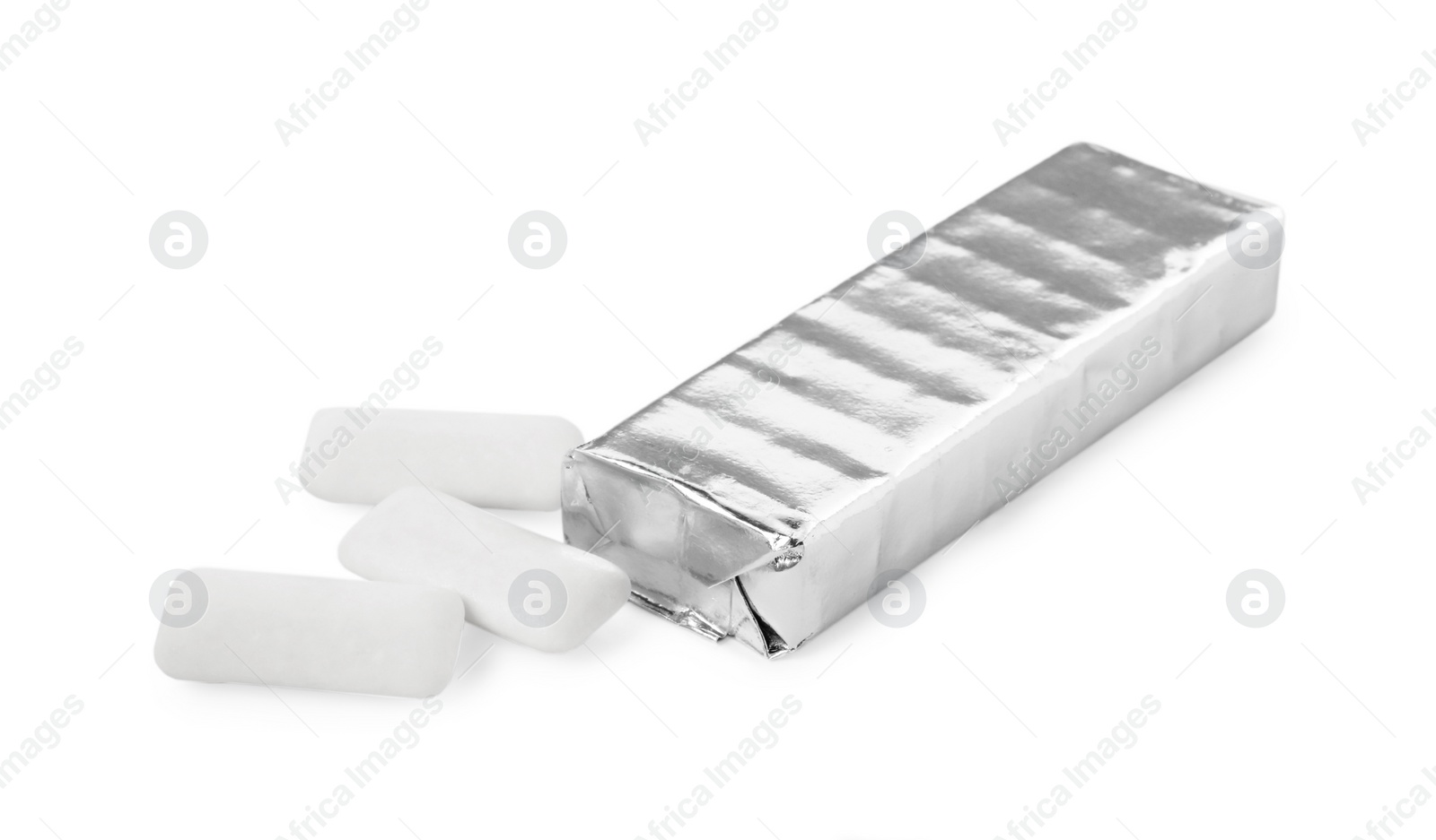 Photo of Pack with chewing gums on white background