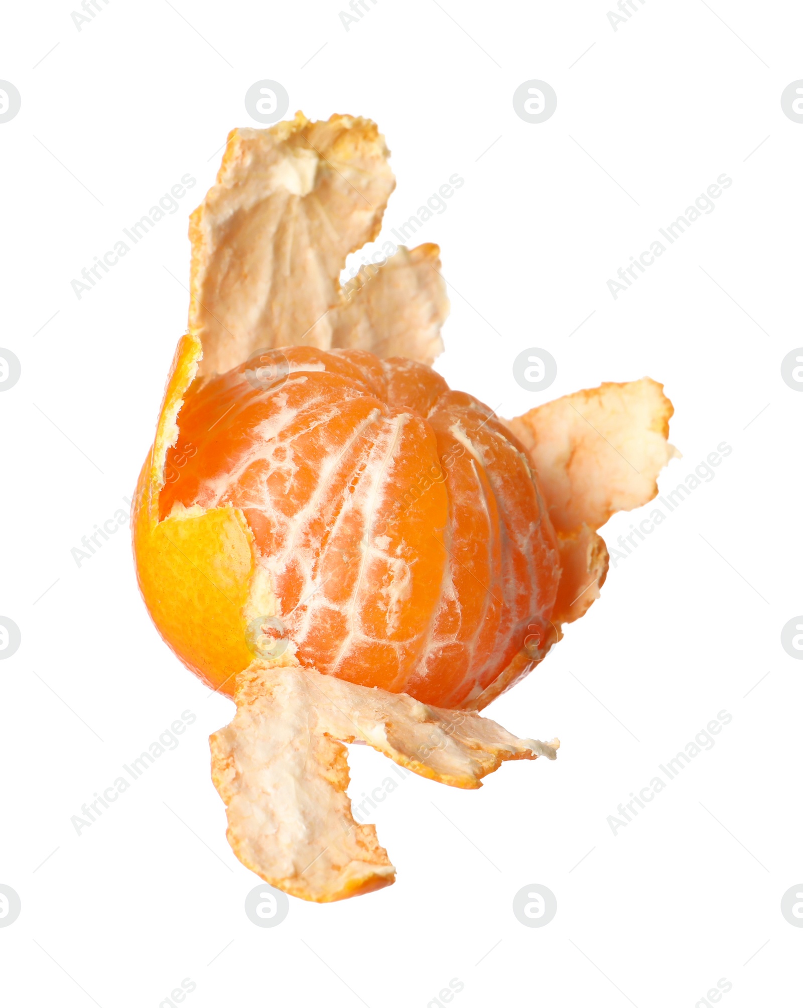 Photo of One fresh ripe tangerine isolated on white