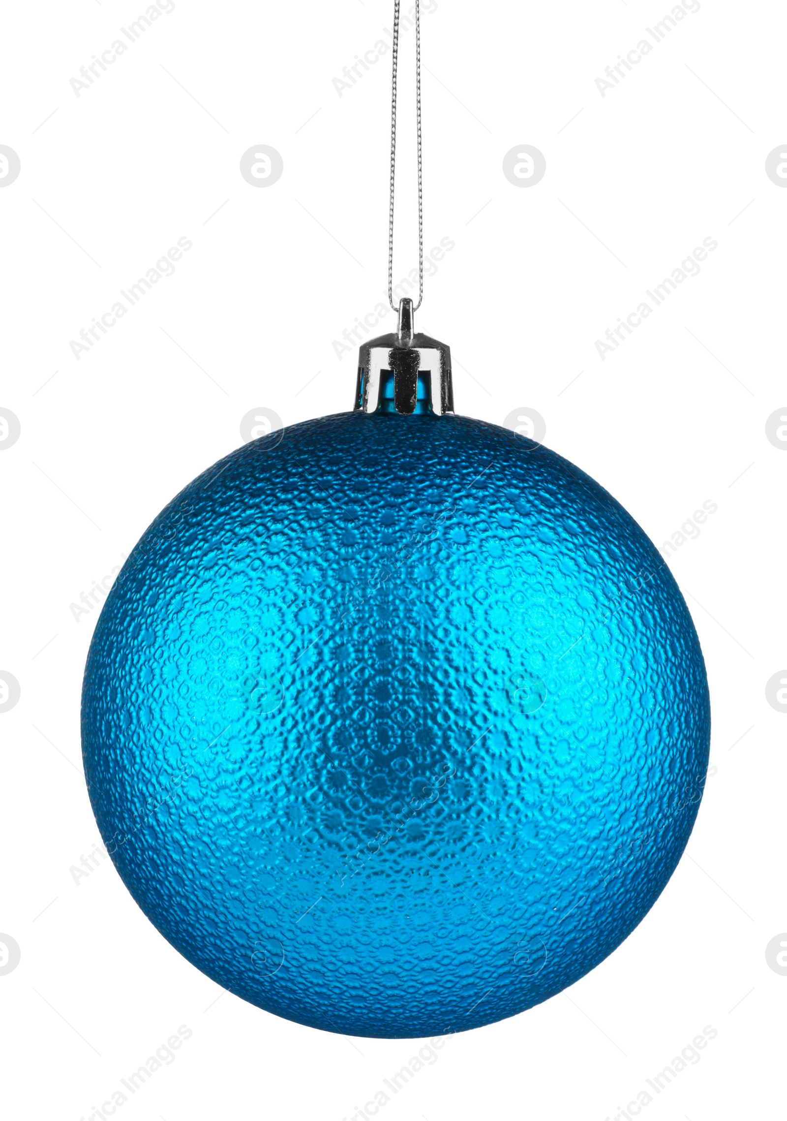 Photo of Beautiful light blue Christmas ball isolated on white