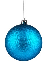 Beautiful light blue Christmas ball isolated on white