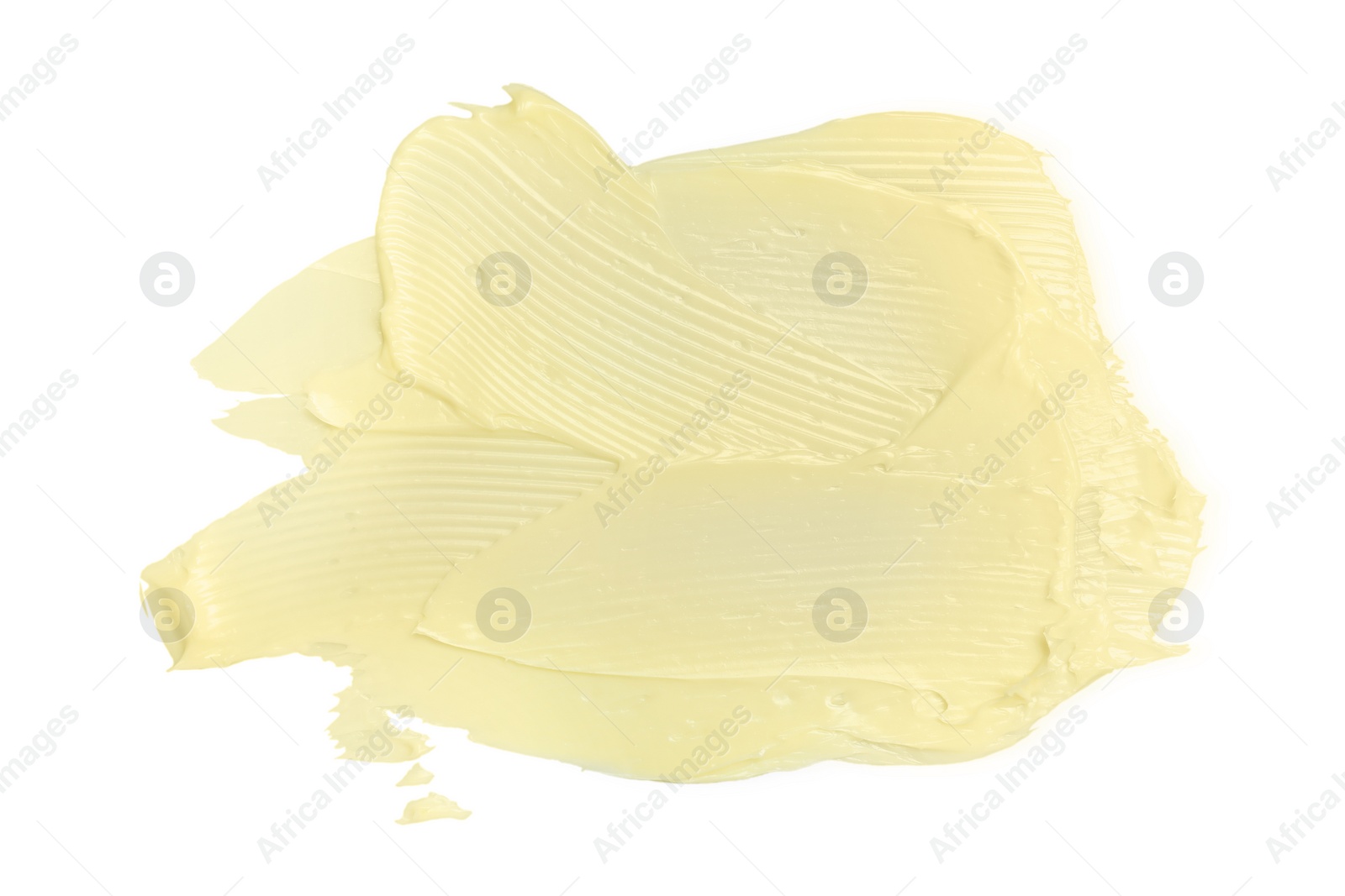 Photo of Tasty butter on white background, top view