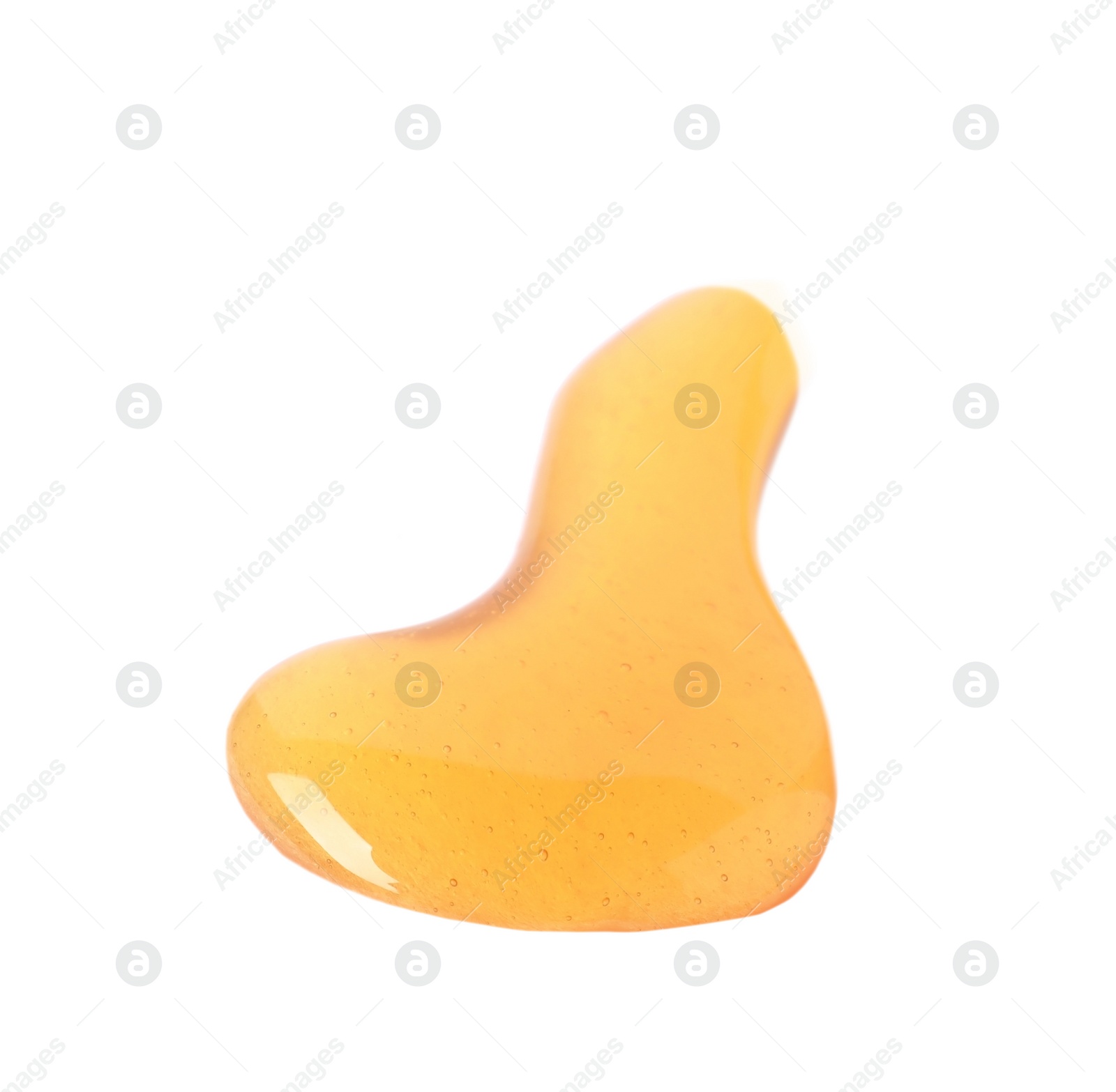 Photo of Drops of sweet honey on white background