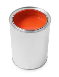 Can of orange paint isolated on white