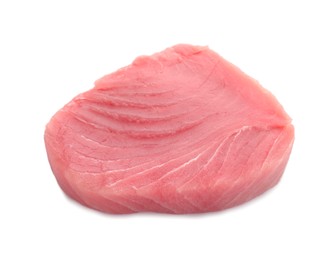 Photo of Fresh raw tuna fillet isolated on white