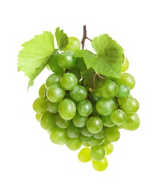 Photo of Bunch of fresh ripe juicy grapes on white background