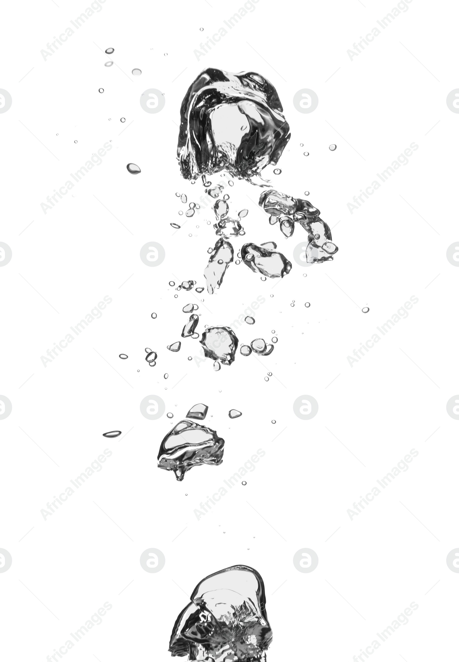 Photo of Air bubbles in water on white background