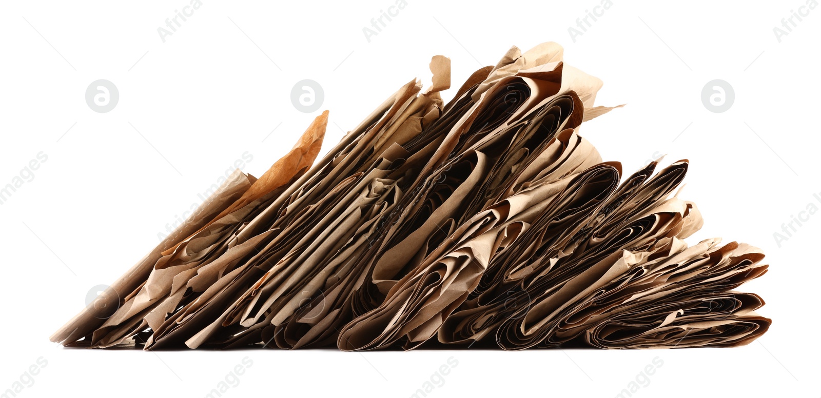 Photo of Pile of waste paper isolated on white