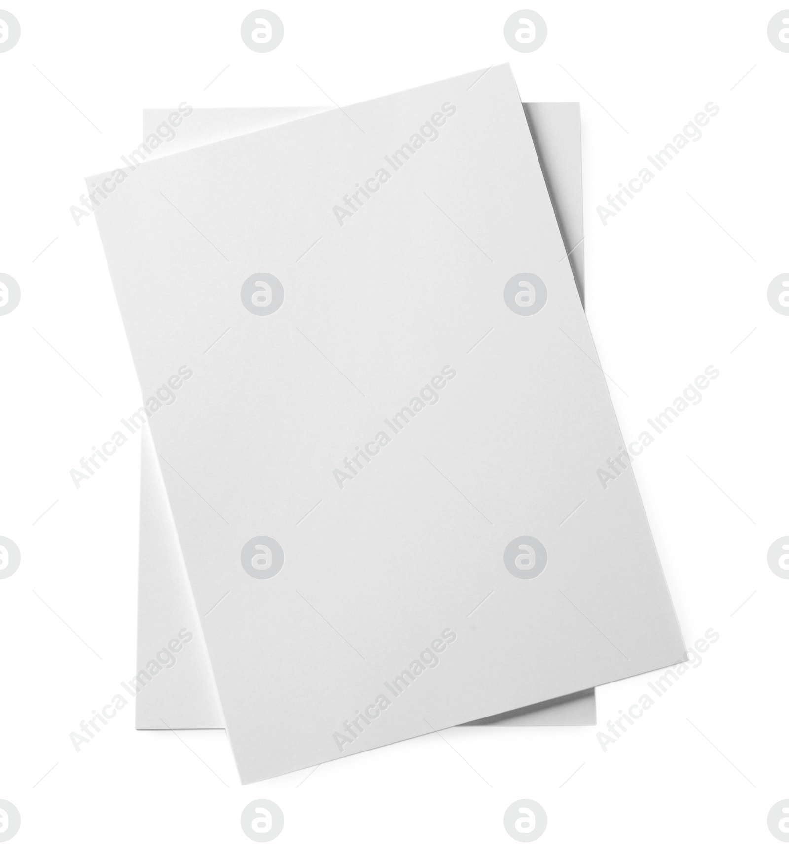 Photo of Stack of paper sheets on white background, top view